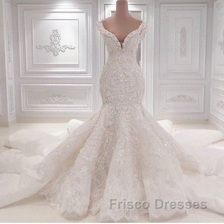 New Arrival Mermaid Vintage Wedding Dress Online Classic V Neck Lace Bridal Gowns Online