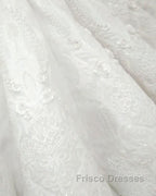 New Arrival V Neck Cap Sleeve Beads Crystals Mermaid Wedding Dress Lace Applique