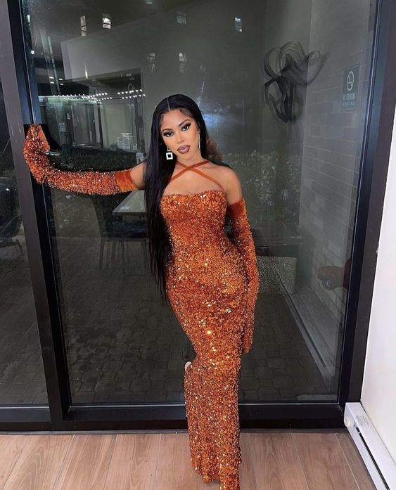New Modern Mermaid Evening Dresses Long Sleeve Women Black Girl Prom Dress Main image