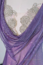 Noble Purple Mermaid Gown - Glitter Rhinestone Tulle Formal Prom Dress For Special Ocassions