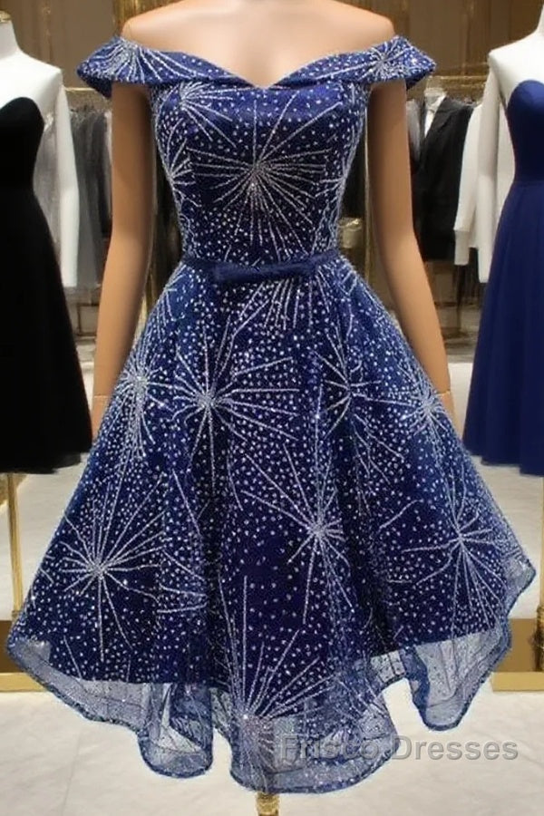 Off Houlder Bridesmaid Dress, Sequin Evening Dress, Short Homecoming Dress,Custom Made Main image