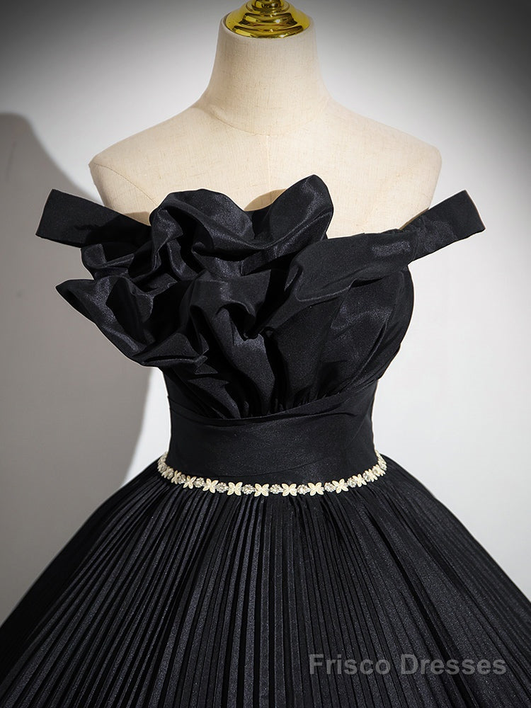 Off Shoulder A-Line Black Long Prom Dress, Black Long Evening Dress Secondary image