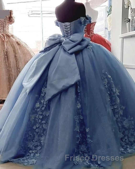 Off Shoulder Ball Gown Quinceanera Dress 3D Floral Applique Gowns