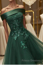 Off Shoulder Green Lace Floral Formal Prom Dresses, Short Green Lace Homecoming Dresses, Green Formal Evening Dresses