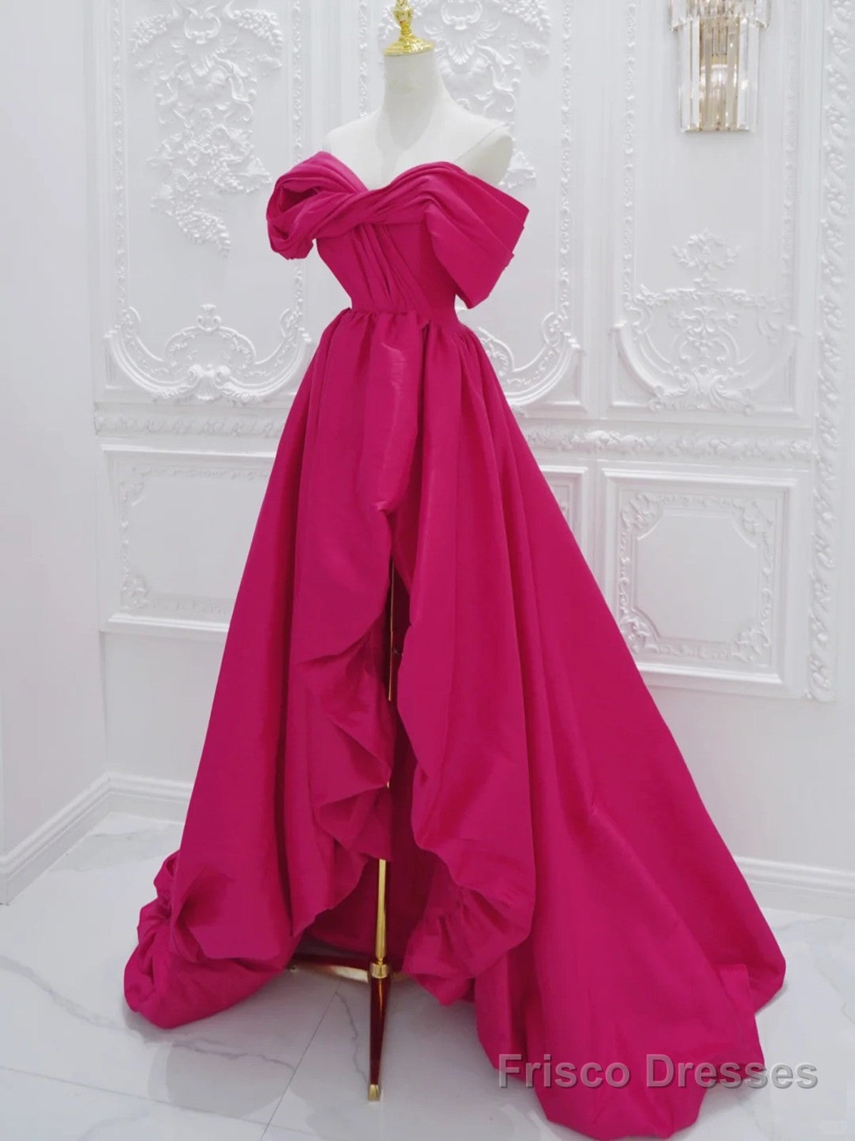 Off Shoulder High Low Party Dress, High Low Prom Dress Homecoming Dress Secondary image
