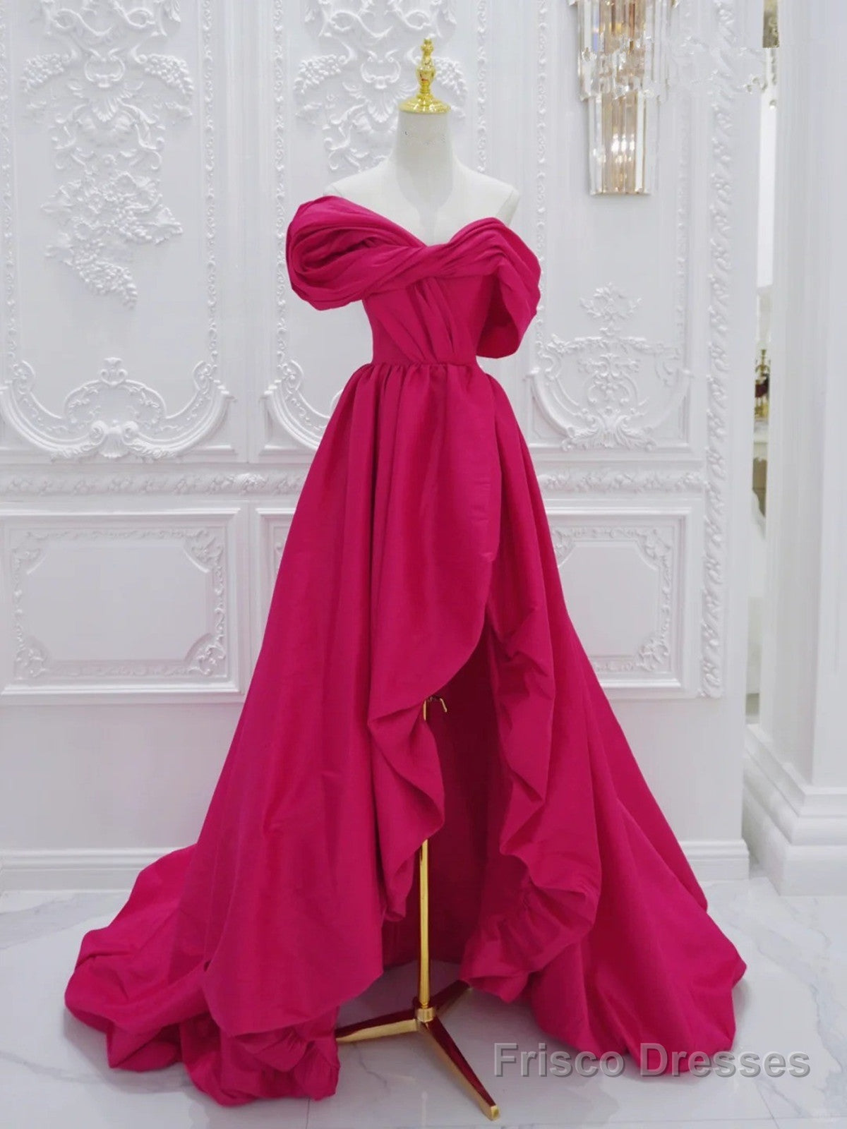 Off Shoulder High Low Party Dress, High Low Prom Dress Homecoming Dress Main image