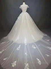 Off Shoulder Lace Long Formal Prom Wedding Dress