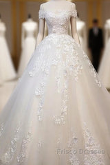 Off Shoulder Lace Long Formal Prom Wedding Dress