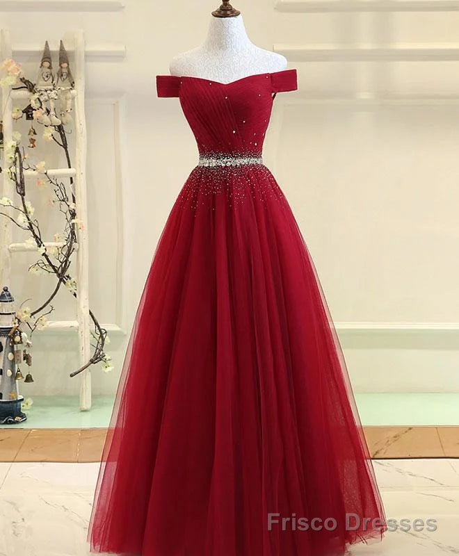 Off Shoulder Long Formal Dress, Beaded Party Dresses Main image