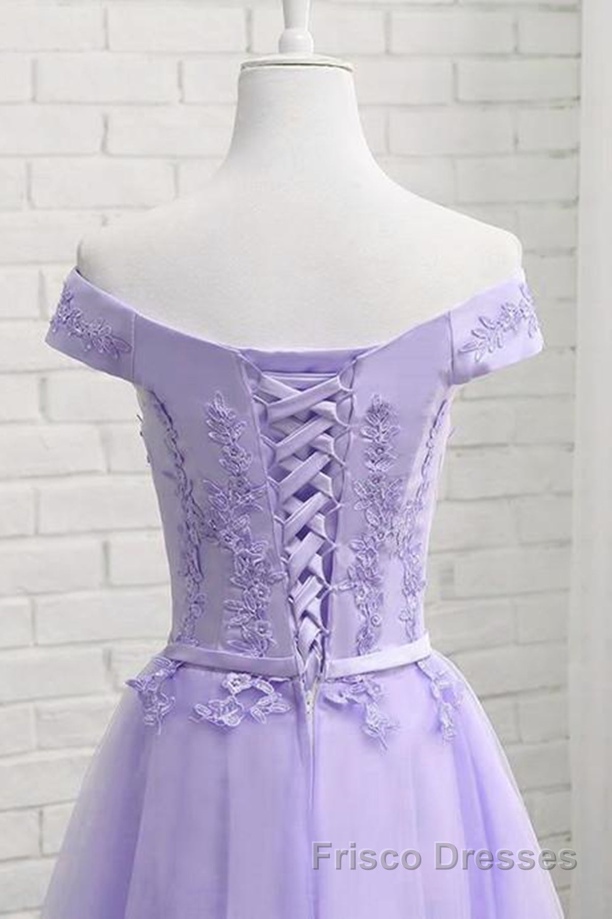 Off Shoulder Purple Lace Short Formal Prom Dresses, Lilac Lace Homecoming Dresses, Short Purple Formal Evening Dresses Secondary image