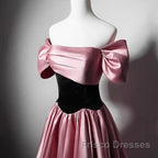 Off Shoulder Satin Scoop A-Line Long Party Dress Formal Prom Dress Evening Dress