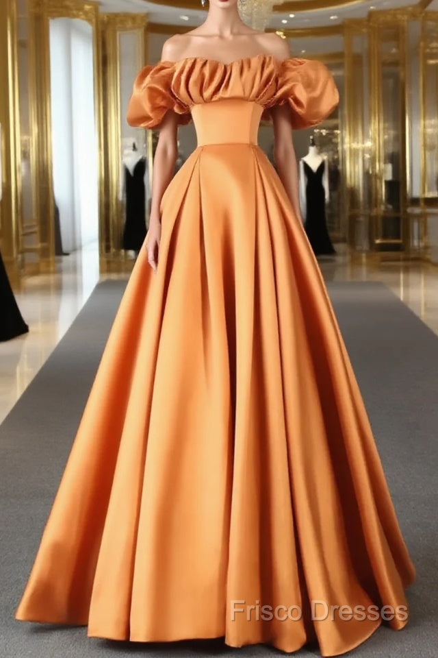 Off Shoulder Satin Sweetheart Lace-Up Party Dress, Satin Simple Formal Dress Formal Prom Dress Main image