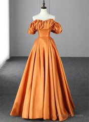 Off Shoulder Satin Sweetheart Lace-Up Party Dress, Satin Simple Evening Dress Prom Dress