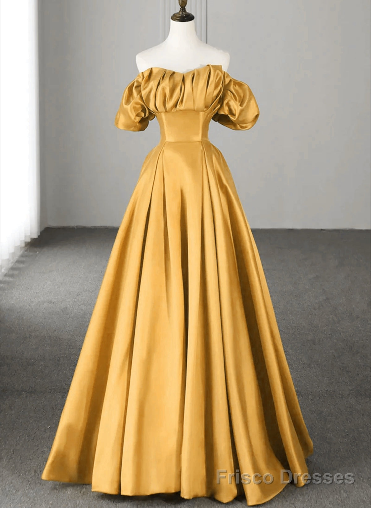 Off Shoulder Satin Sweetheart Lace-up Party Dress, Satin Simple Long Prom Dress Main image