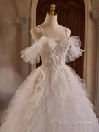 Off Shoulder Tulle Lace Light Champagne Long Formal Prom Dress, Light Champagne Sweet 16 Dress