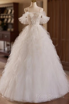 Off Shoulder Tulle Lace Light Champagne Long Formal Prom Dress, Light Champagne Sweet 16 Dress