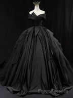 Off Shoulder Tulle Satin Blue Long Formal Prom Gown, Blue Long Formal Dress