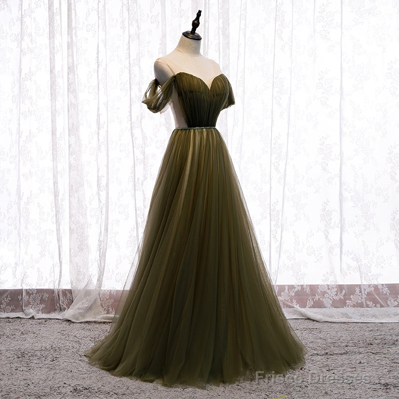 Off Shoulder Tulle Sweetheart Floor Length Long Party Dress, A-Line Wedding Party Dresses Secondary image