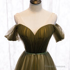 Off Shoulder Tulle Sweetheart Floor Length Long Party Dress, A-Line Wedding Party Dresses