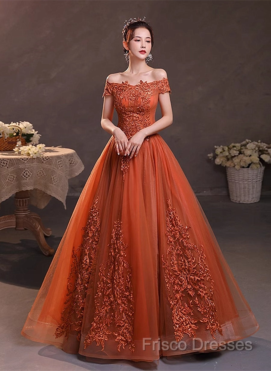 Off Shoulder Tulle With Lace Sweetheart Long Formal Dress, Sweet 16 Dress Secondary image