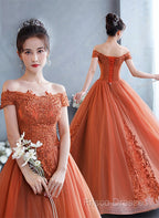 Off Shoulder Tulle With Lace Sweetheart Long Formal Dress, Sweet 16 Dress