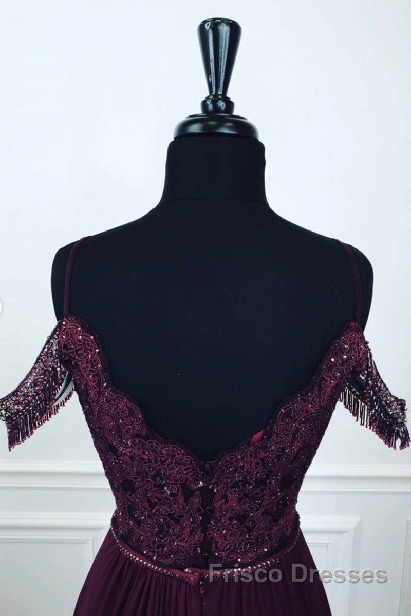 Off Shoulder Two Pieces Purple Lace Long Formal Prom Dresses, 2 Pieces Purple Formal Dresses, Purple Lace Evening Dresses