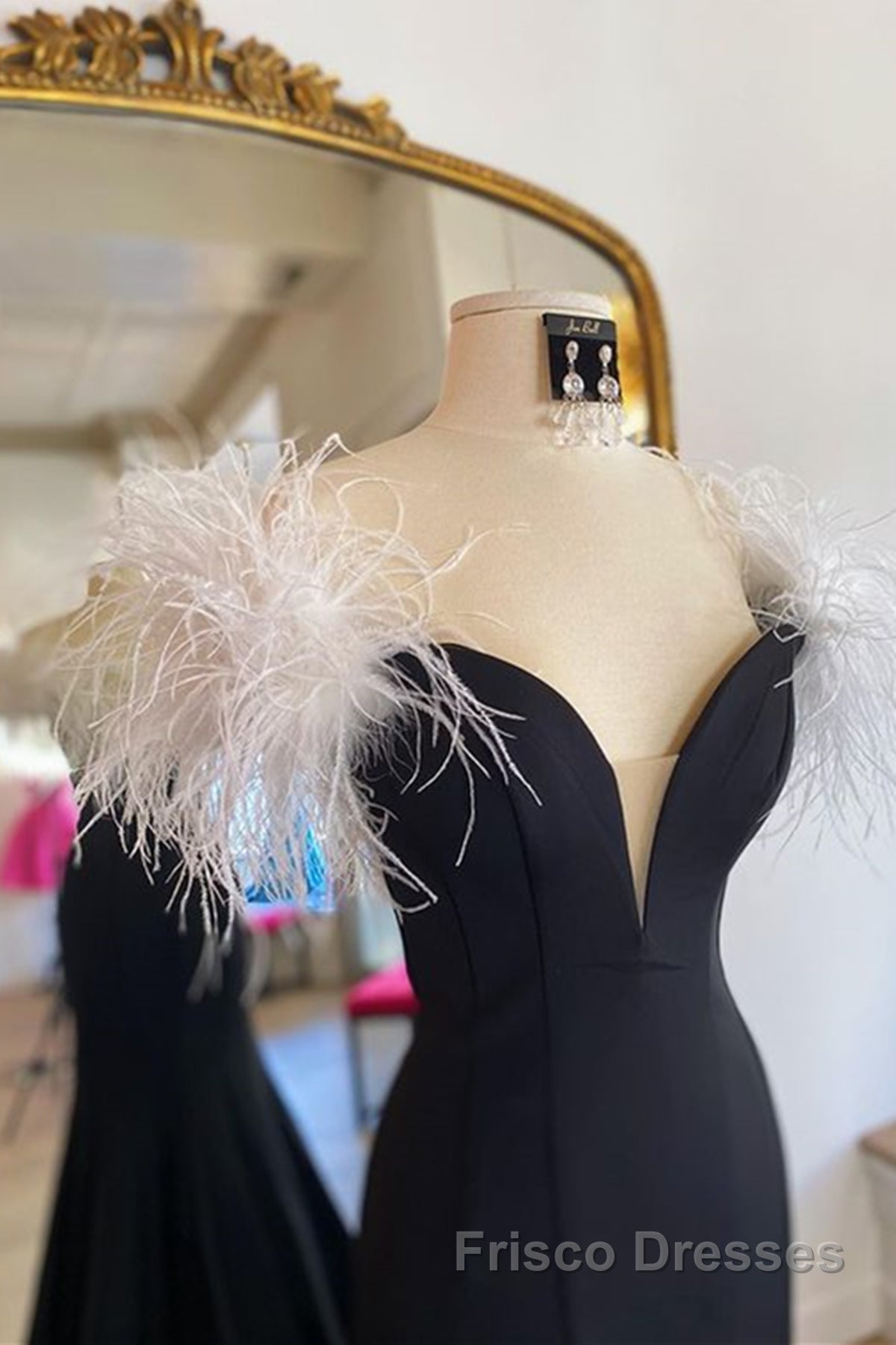 Off Shoulder V Neck Mermaid Black Long Formal Prom Dresses, Mermaid Black Formal Dresses, Black Evening Dresses