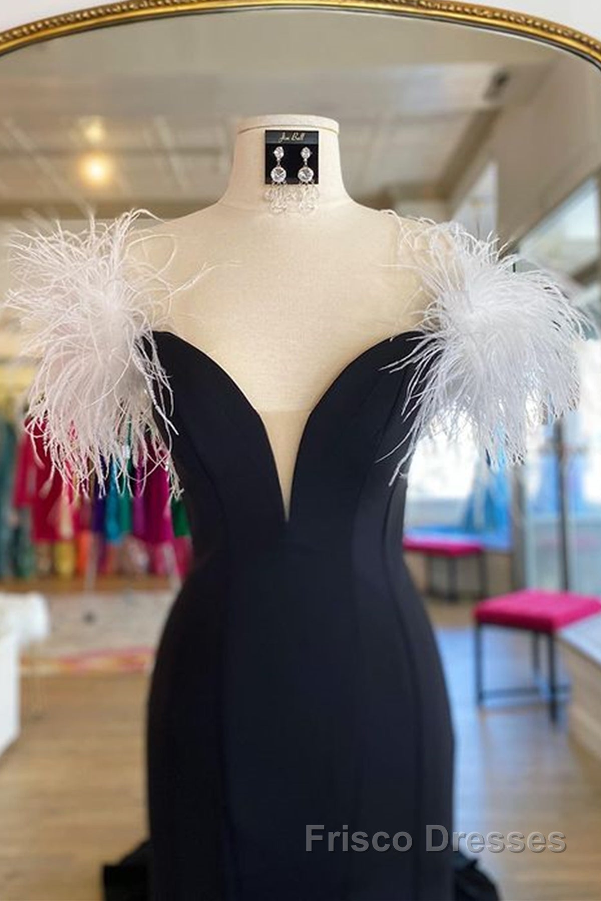 Off Shoulder V Neck Mermaid Black Long Formal Prom Dresses, Mermaid Black Formal Dresses, Black Evening Dresses