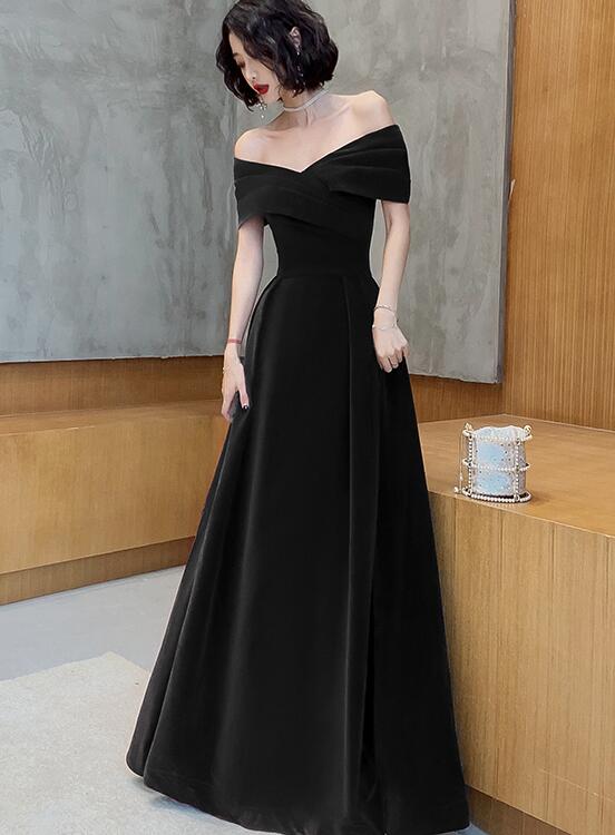 Off Shoulder Velvet Floor Length Sweetheart Evening Dress, A-Line Long Prom Dress Main image