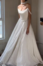 Off Shoulder White Beautiful Wedding Dress Long Formal Dresses