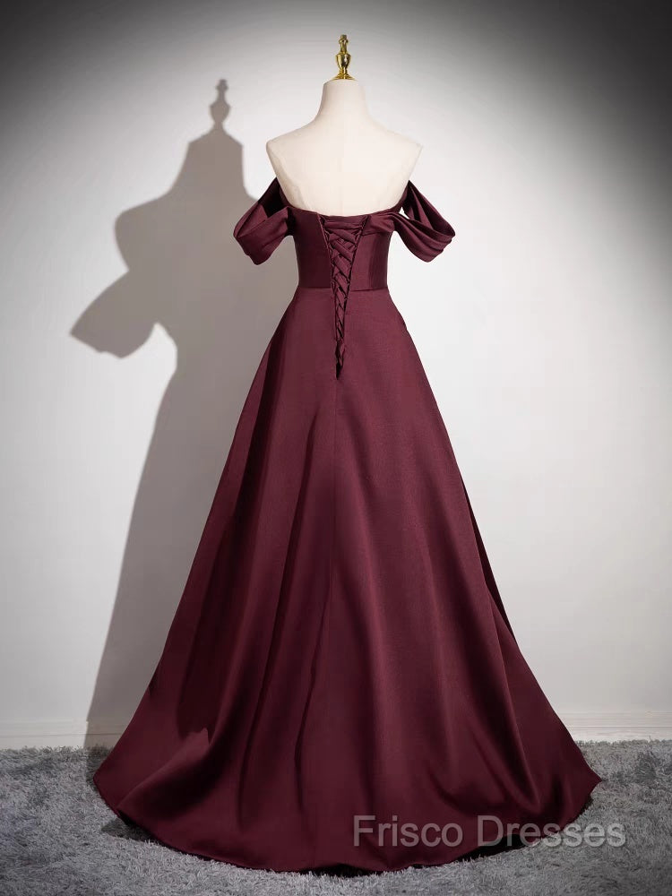 Off The Shoulder A-Line Satin Ruched Floor Length Formal Prom Dress