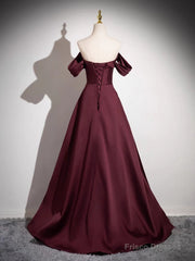 Off The Shoulder A-Line Satin Ruched Floor Length Prom Dress