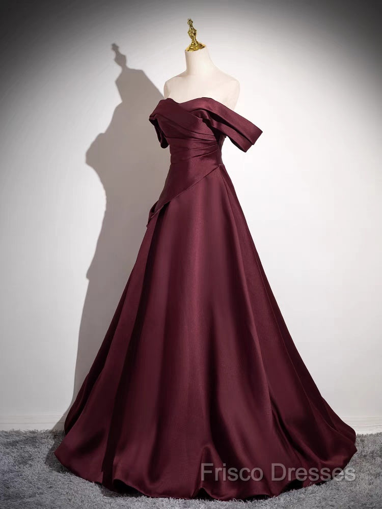 Off The Shoulder A-Line Satin Ruched Floor Length Formal Prom Dress