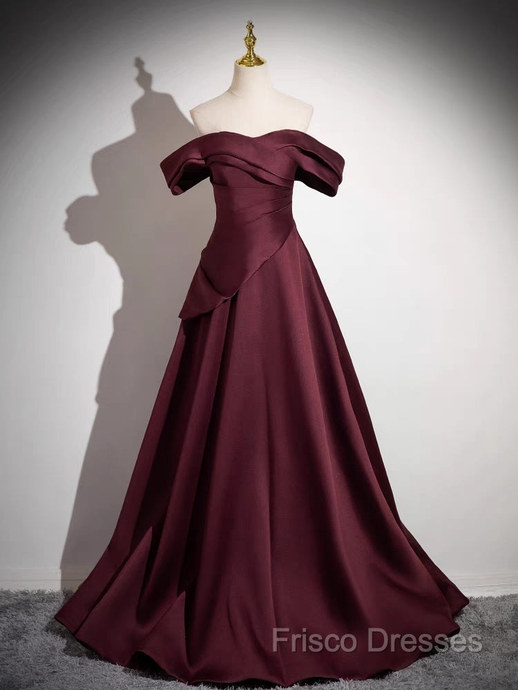 Off The Shoulder A-Line Satin Ruched Floor Length Formal Prom Dress