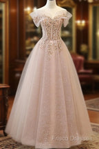 Off The Shoulder A Line Tulle Long Formal Prom Dress Formal Dress