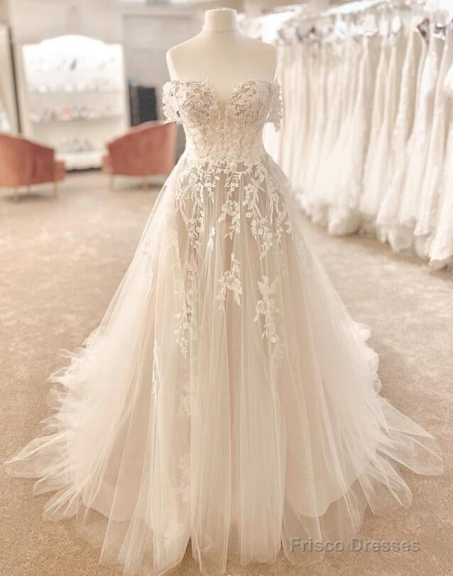 Off The Shoulder A-Line Wedding Dresses,Custom Made Bridal Dress Main image
