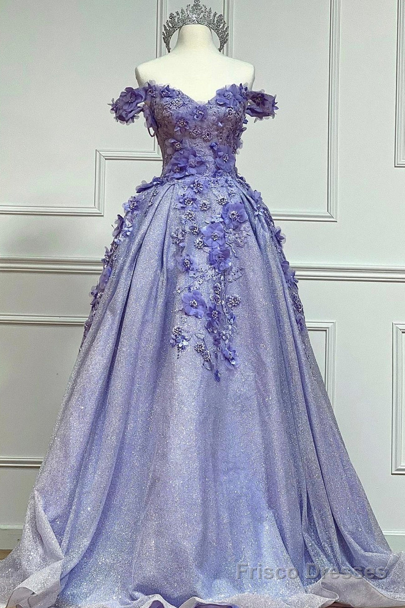 Off the Shoulder Applique Long Prom Dresses,A-Line Formal Evening Dress Main image