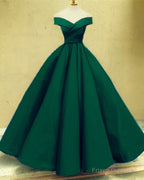 Off The Shoulder Ball Gown Satin Dresses