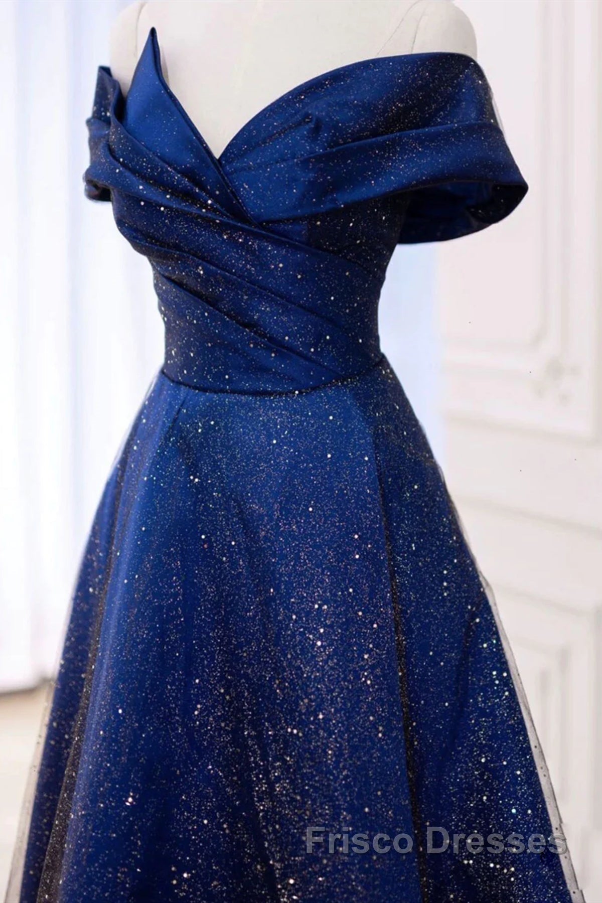 Off the Shoulder Blue Long Formal Prom Dresses, Off Shoulder Long Formal Evening Dresses