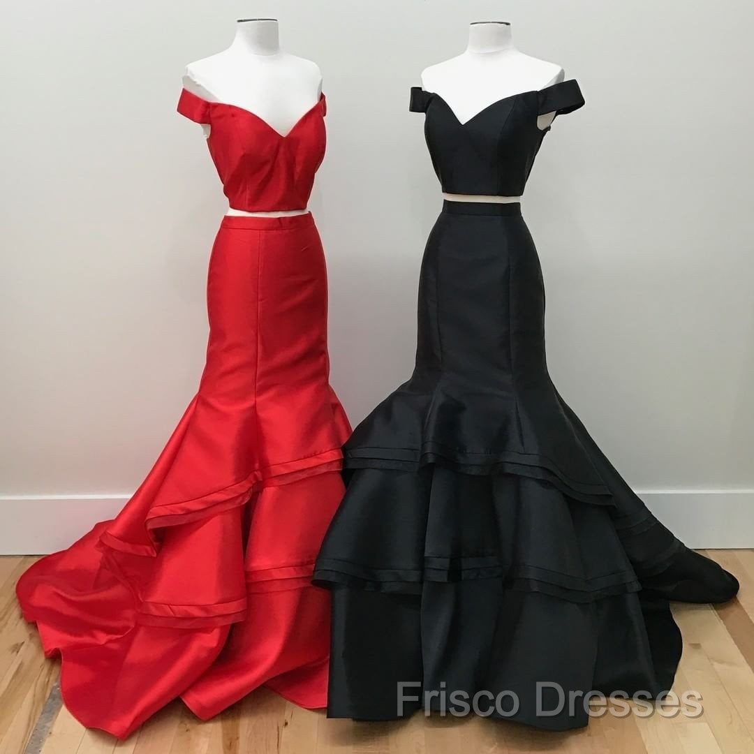Off The Shoulder Burgundy Formal Dress Mermaid New Two Piece Formal Prom Dress
