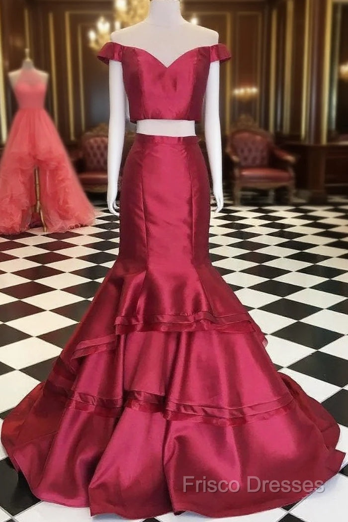 Off The Shoulder Burgundy Formal Dress Mermaid New Two Piece Formal Prom Dress Main image