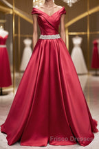 Off the Shoulder Burgundy Long Formal Prom Dresses, Off Shoulder Wine Red Formal Evening Dresses