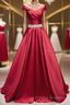 Off the Shoulder Burgundy Long Formal Prom Dresses, Off Shoulder Wine Red Formal Evening Dresses