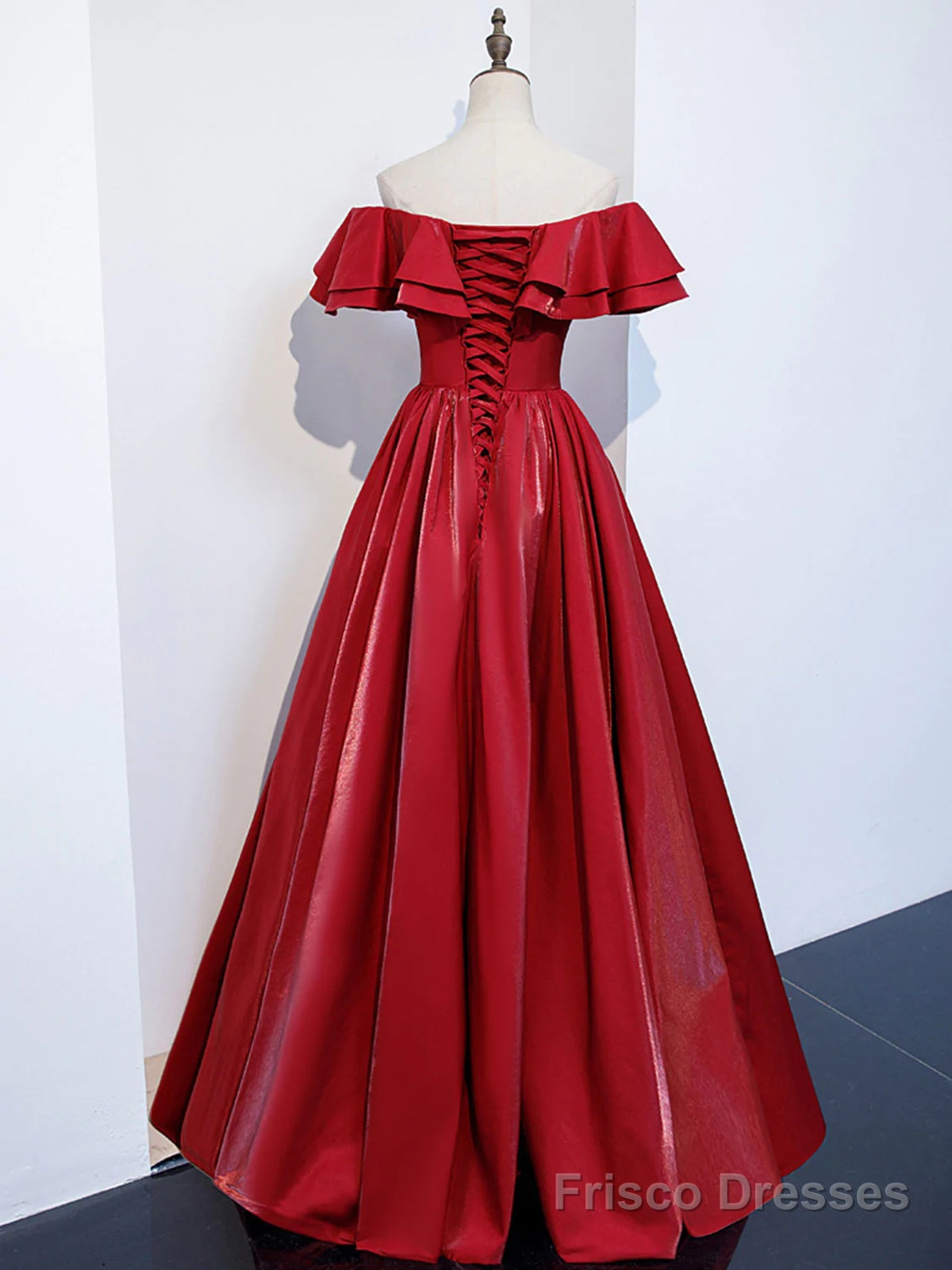 Off the Shoulder Burgundy Long Prom Dresses, Off Shoulder Wine Red Long Formal Evening Dresses Secondary image