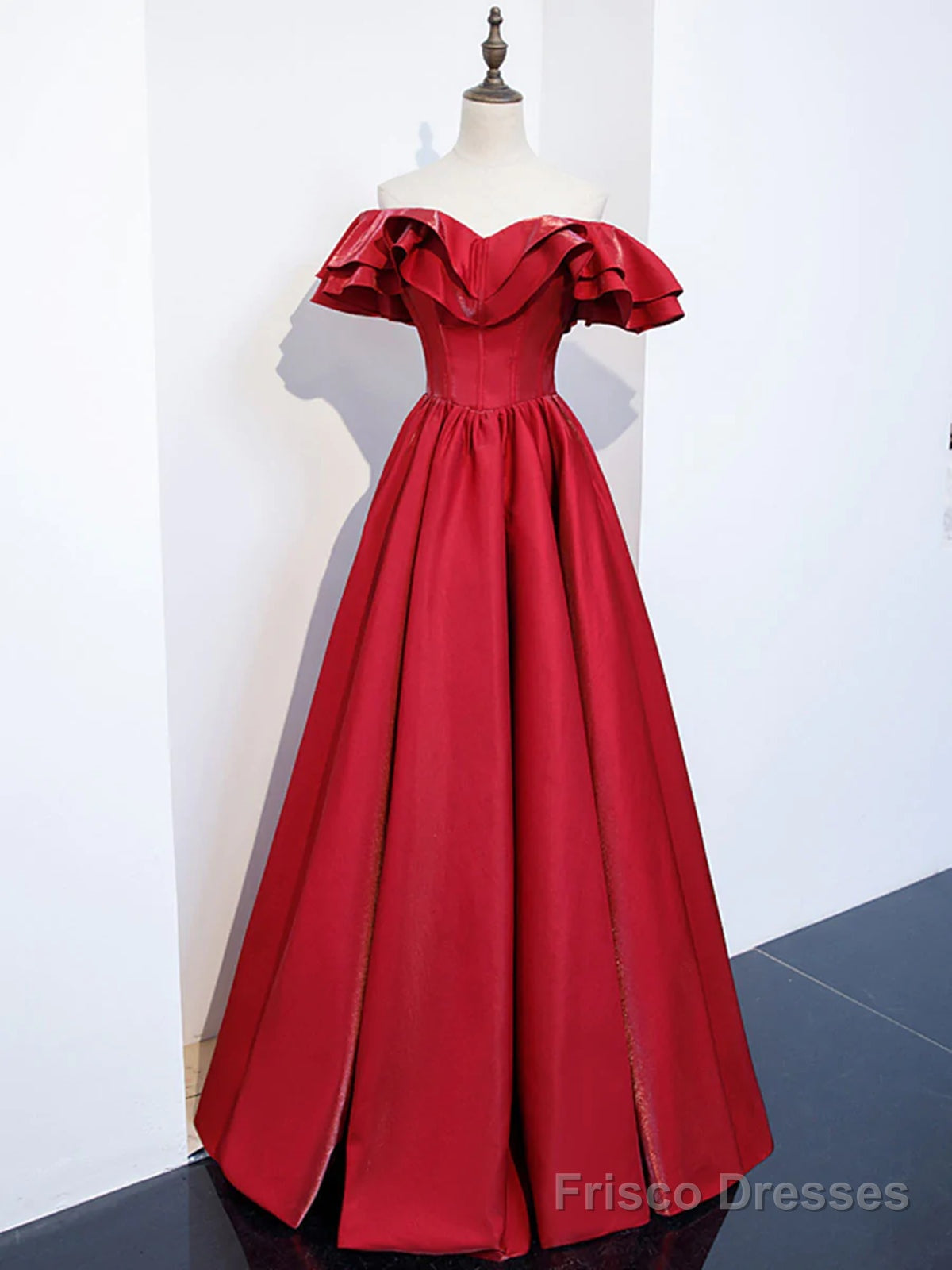 Off the Shoulder Burgundy Long Prom Dresses, Off Shoulder Wine Red Long Formal Evening Dresses Main image
