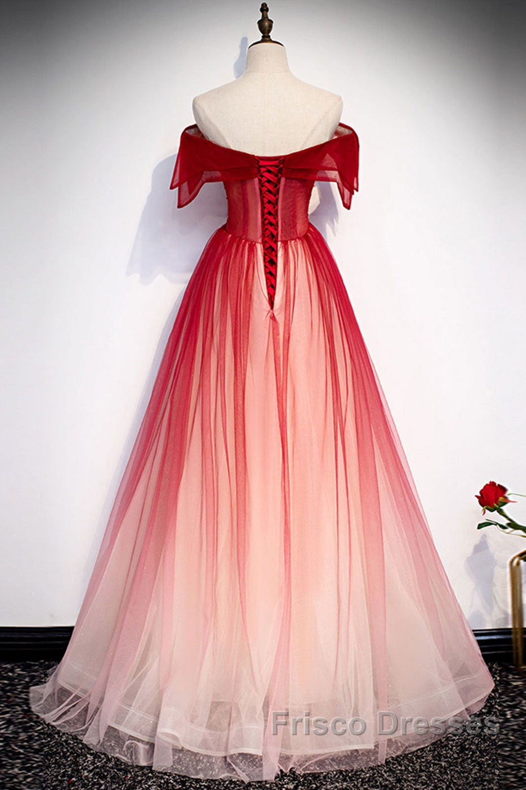 Off The Shoulder Burgundy Formal Prom Dress, Wine Red Off Shoulder Formal Graduation Dress