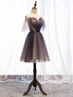 Off the Shoulder Deep Purple Short Prom Dresses, Off Shoulder Short Purple Formal Homecoming Dresses