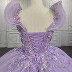 Off-The-Shoulder Deep V Neck Long Wedding Dress With Applique