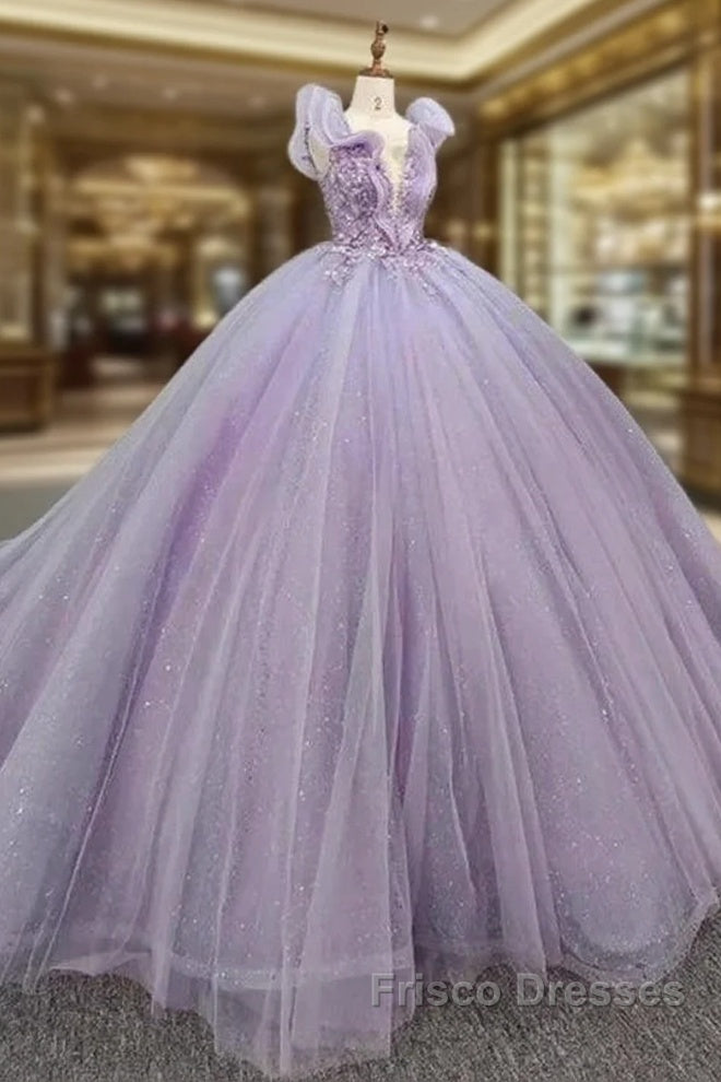 Off-The-Shoulder Deep V Neck Long Wedding Dress With Applique