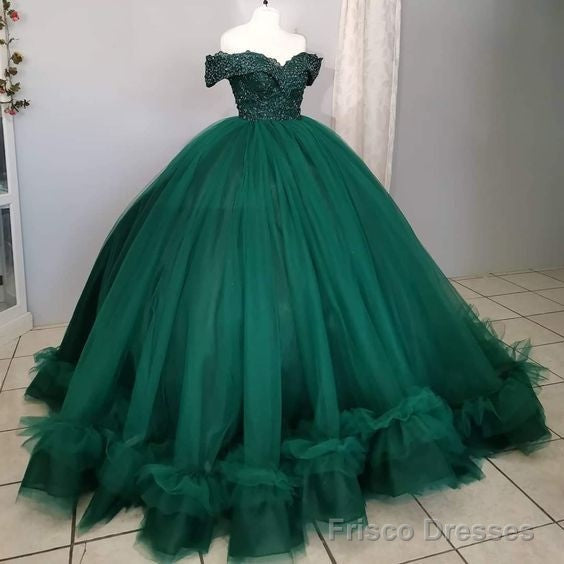 Off The Shoulder Green Ball Gown Quinceanera Dresses with Train Main image